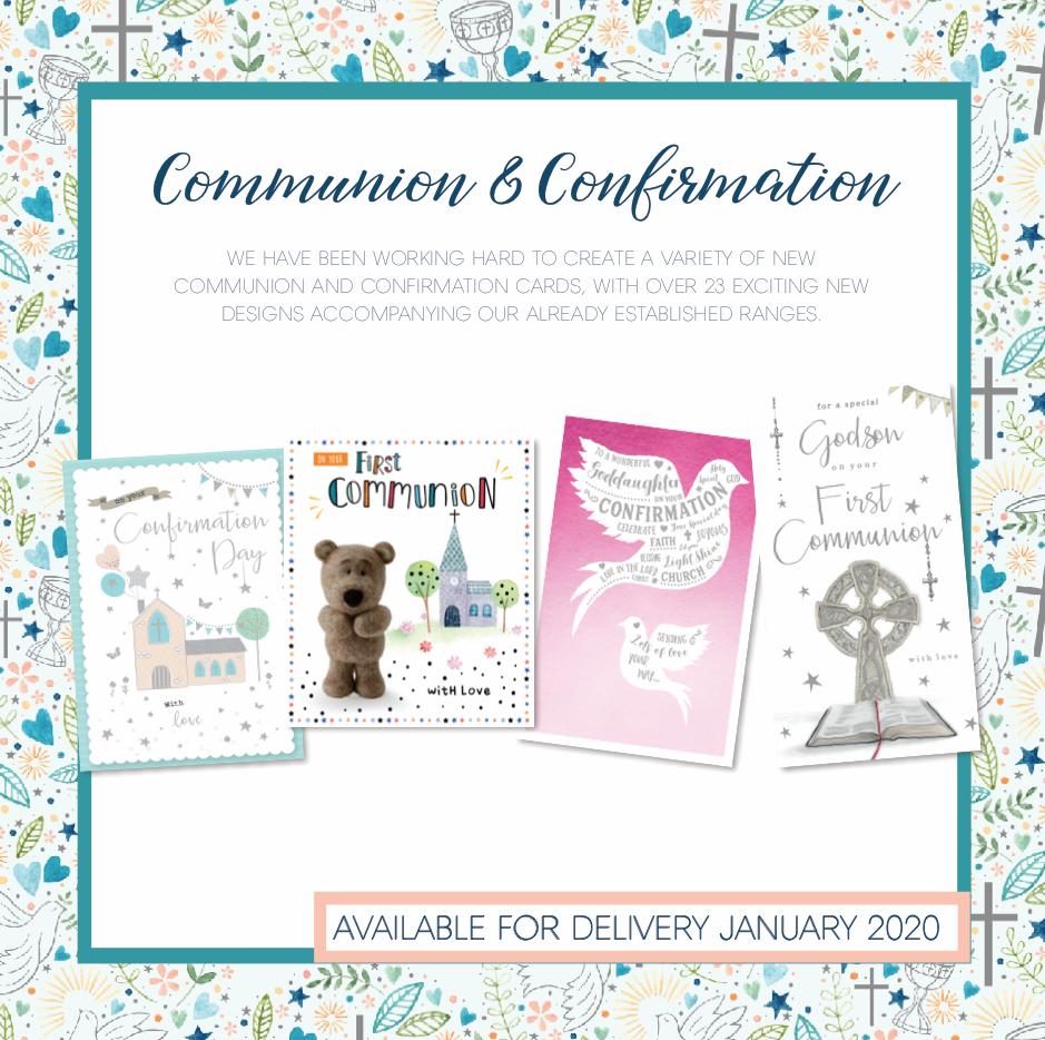 We have been working hard to create a variety of new Communion and Confirmation cards, with over 23 exciting new designs accompanying our already established ranges. Have you seen our new Floral Whispers artwork? Order now for delivery January 2020.