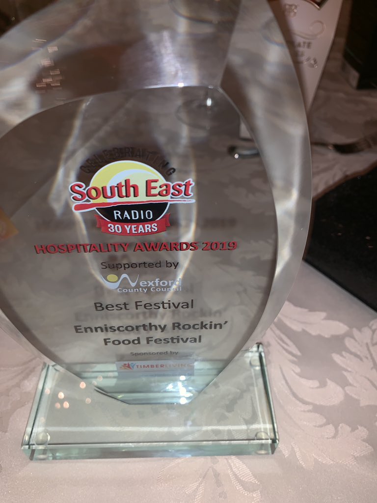 RockinFoodWex's tweet photo. We did it 2 years in a row winners of Best Festival  at @SouthEastRadio SouthEastRadio  #SEHospitalityAwards 🥳🥳🥳#rockinfood2019 Fantastic night  @ambspringshotel winners https://t.co/pU9wDx7AFI