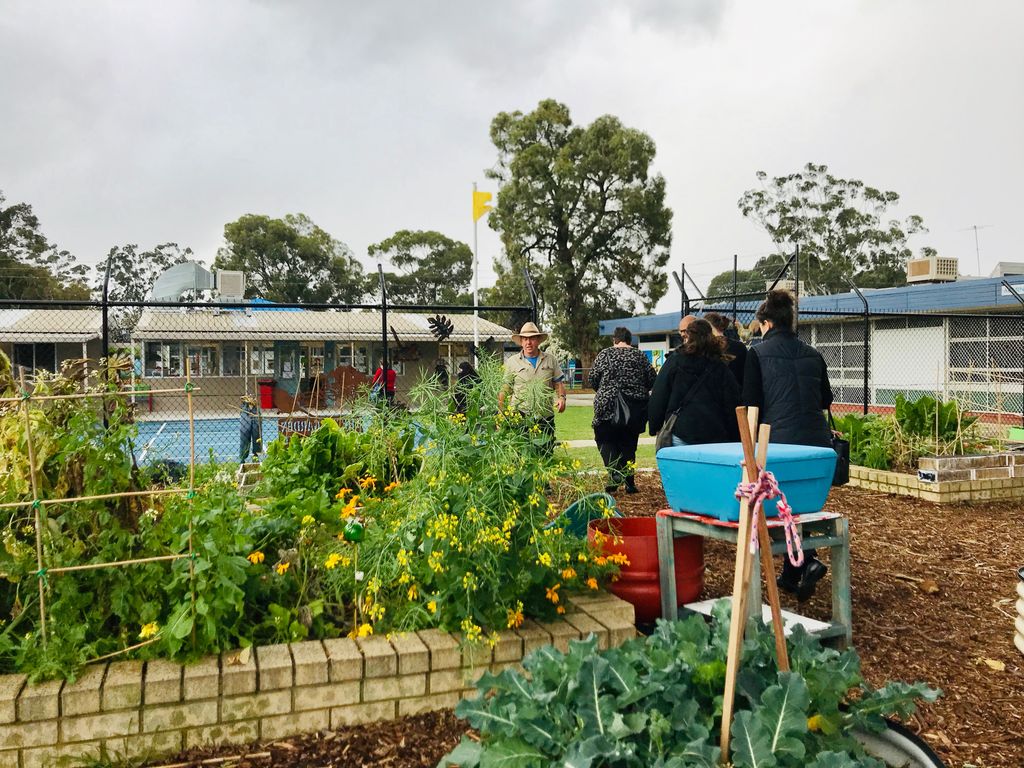 EarthWhileAus's tweet photo. Great to see the innovative ideas in use at Neerigen Brook Primary School recently - clever watering, recycling plastic drink bottles to make netting, making paper pots and more. Thanks Dave for showing us around as part of the SE Sustainable Schools network. https://t.co/jfog453Nf4