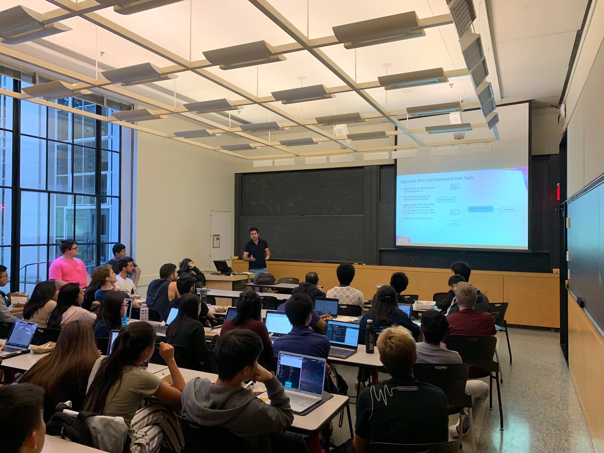 Algorand's tweet photo. It’s Hack Week at @MIT! Packed room for Rotem Hemo’s workshop on building on Algorand #borderlessdevelopment https://t.co/LLgi8DEkmK