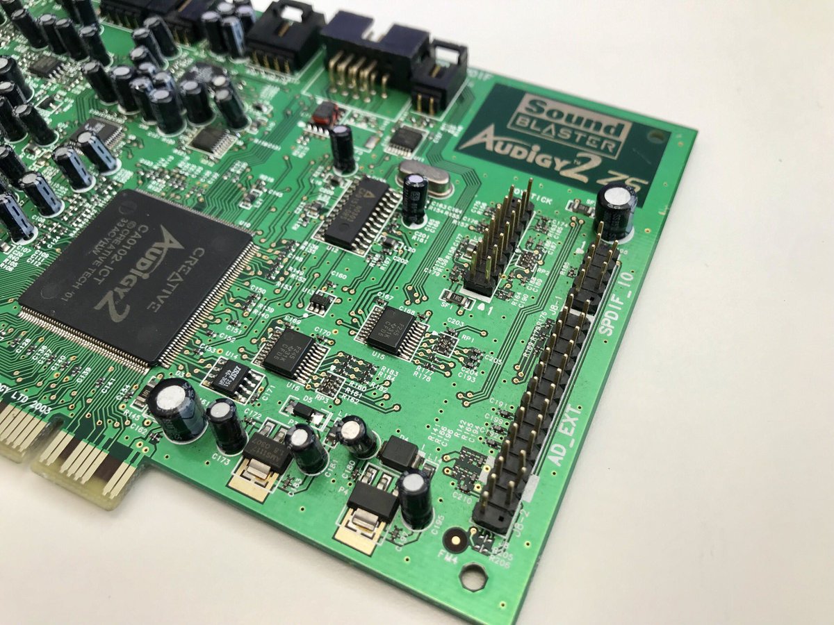 nostalgicpchar1's tweet photo. Audigy 2ZS Engineering Sample!
#audigy #soundblaster #creative #soundcard #audio #pc #pcgaming #retropc #retro #green #pchardware #pcmasterrace #dos #audiofreak #engineeringsample https://t.co/6wPmmqCgL6