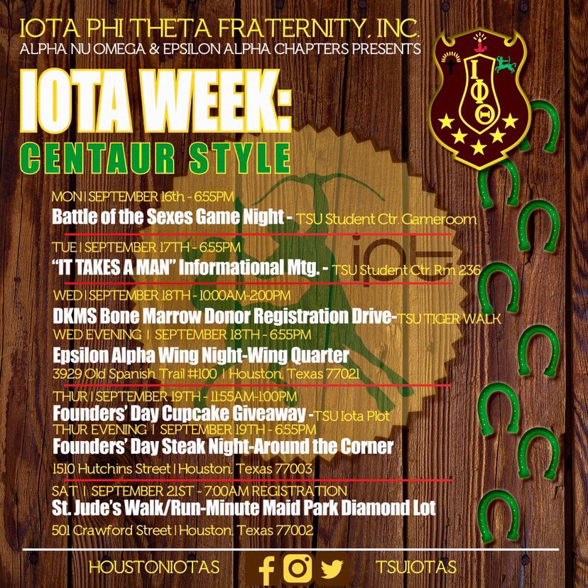 houstoniotas's tweet photo. C’mon out and help us celebrate the Founding of the Brown &amp; Gold Frat! https://t.co/dYw1tI8UE3