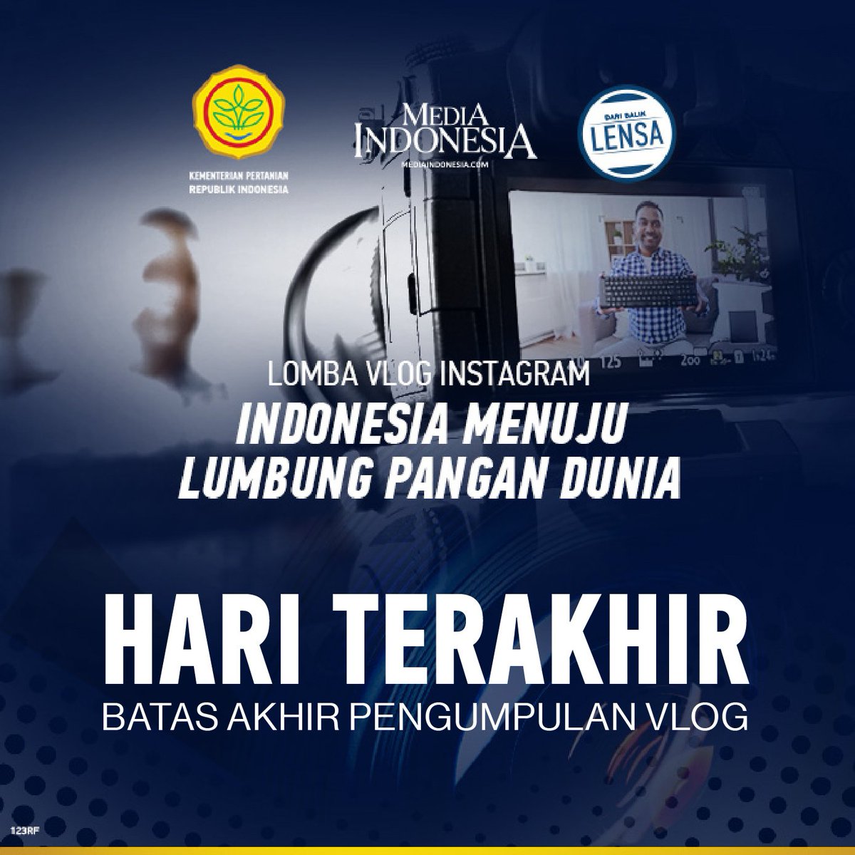 Hari terakhir lomba vlog yang digagas <a href="/DariBalikLensa/">Dari Balik Lensa</a> bersama <a href="/kementan/">Kementerian Pertanian RI</a> di Instagram dengan tema "Indonesia Menuju Lumbung Pangan Dunia". Lihat informasi serta syarat dan ketentuan selengkapnya di bit.ly/kategoriumumvl… #DariBalikLensa #VlogLumbungPanganDunia #PanganUntukNegeri