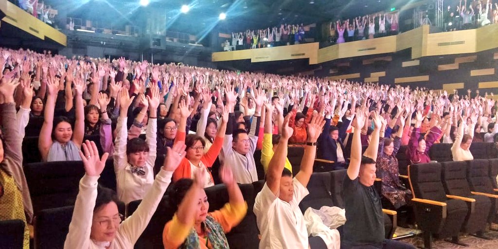 Gurudev's tweet photo. You identify with what makes you different from others-name, appearance, individuality &amp; so on.When you become aware of a space within where these attributes don't exist &amp; identify with That space,you come to know who you really are.
Had lovely meditation sessions in Ulaanbaatar. https://t.co/QhUNAsnTPG