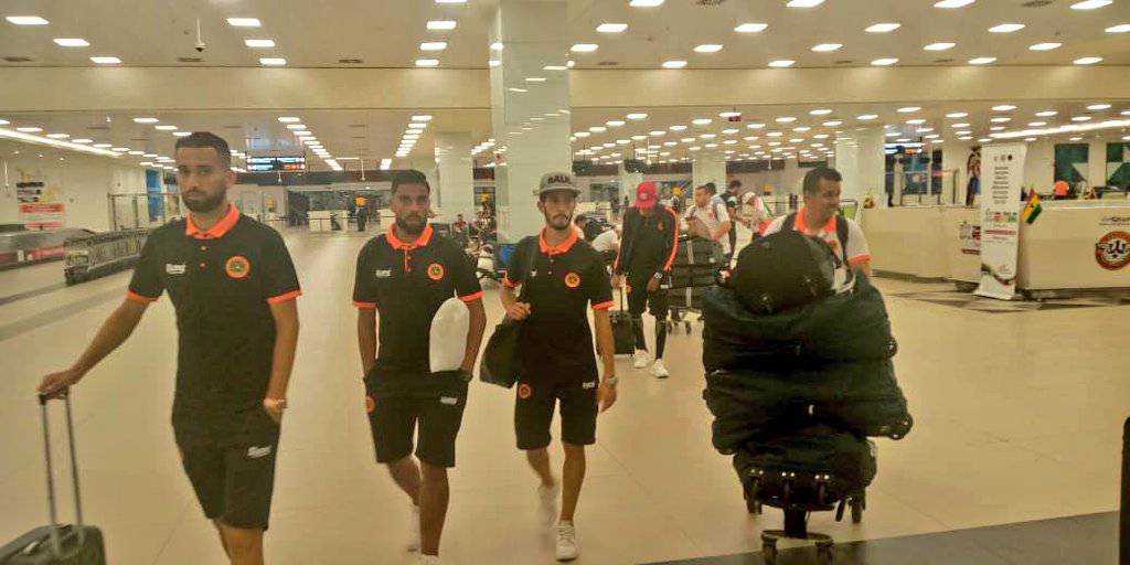 AshantiGoldSC_'s tweet photo. R.S Berkane 🇲🇦 have arrived safely in Ghana 🇬🇭 via Royal Air Maroc ✈️, ahead of our @CAF_Online #TotalCAFCC game on Saturday, 14th Sep, 2019.
#YellowandBlackWeek💛🖤
#BerkaneWillFall
#OperationFillLenClay https://t.co/zY82uSNOFS