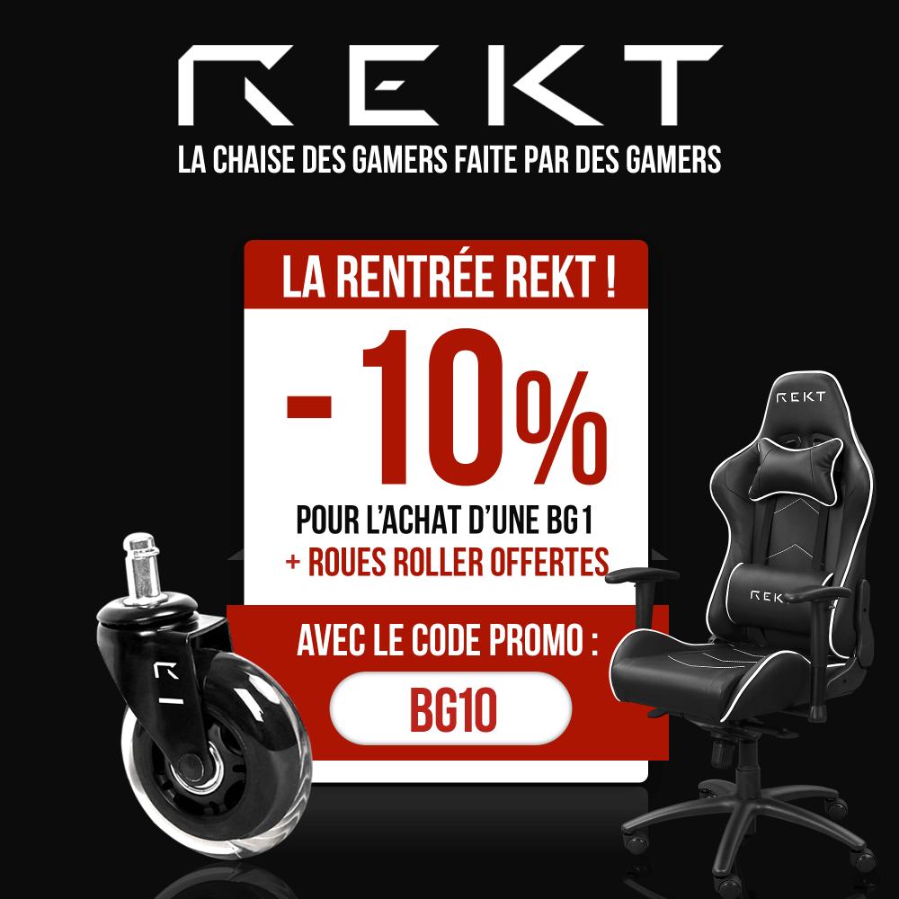 JJCeSPORTS's tweet photo. LA RENTRÉE REKT

-10% pour l'achat d'une #BG1 #REKT 
+ roue de roller offertes

AVEC LE CODE PROMO: BG10
#Gaming #ChaiseGaming @REKTFrance https://t.co/ro8kc12HAx