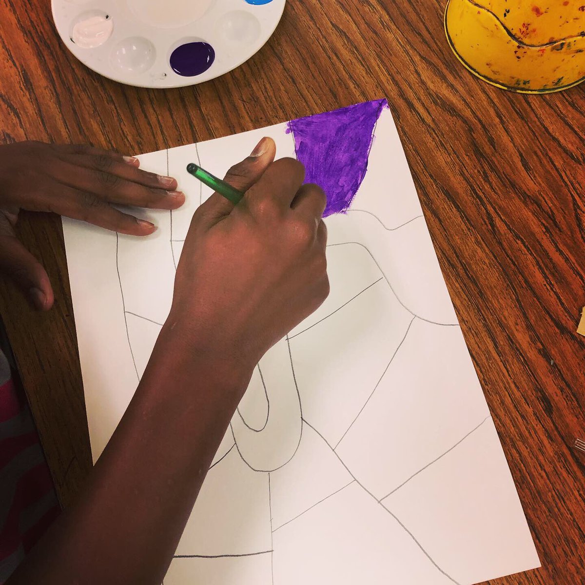 Bright, colorful landscape paintings in 4th grade. <a href="/Wieland_PFISD/">Wieland Elementary</a> <a href="/PFISDfinearts/">PfISD Fine Arts</a> #wielandes