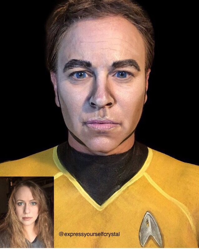 EXPyourselfCrys's tweet photo. Did you know that #chrispine uses @ABHcosmetics @mehronmakeup @Graftobian and @ColourPopCo ?  Ok, not really but that’s what I used to try and look like him!  Wish he had social media! This is all #makeup . #startrek #captainkirk https://t.co/ACyFBYQ2zx