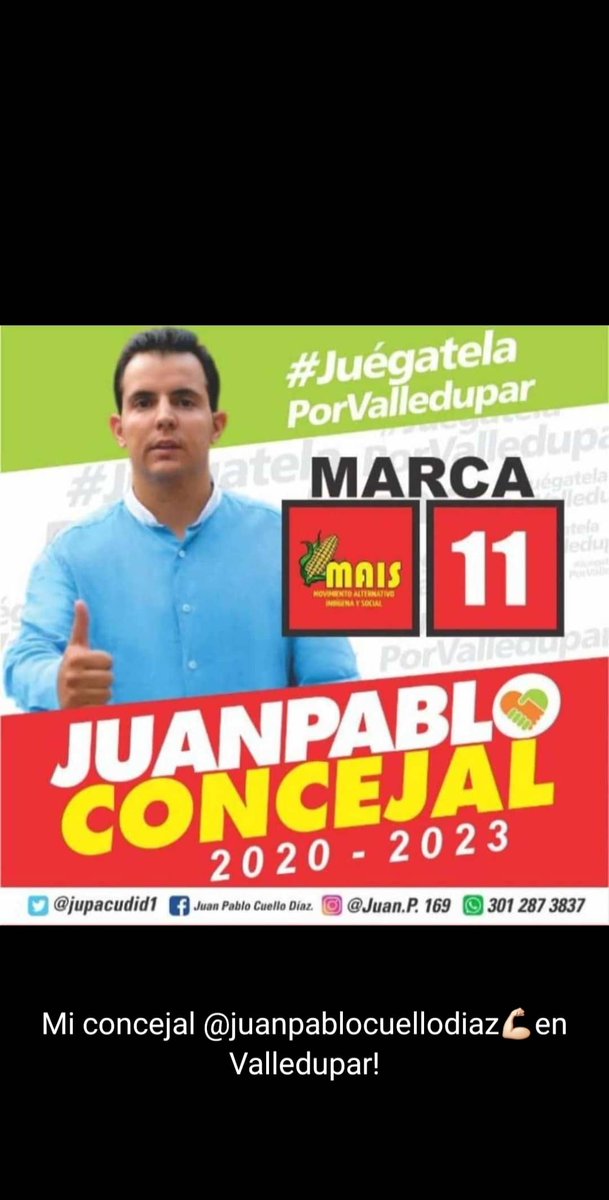aviliocuello's tweet photo. #Emais #11 al concejo de valledupar @Jupacudi https://t.co/m52VhuOdWq