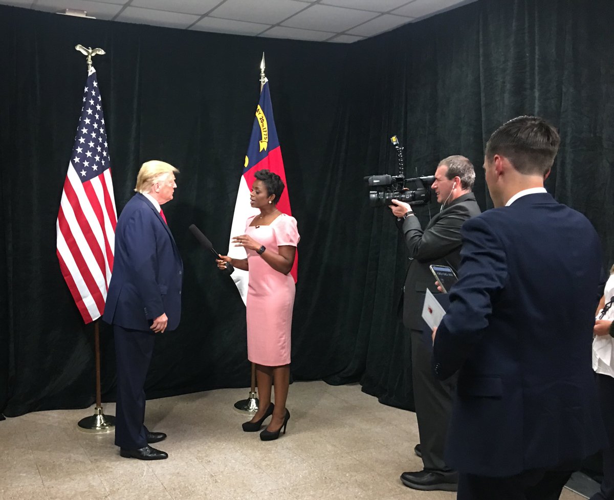 ChristineOnTV's tweet photo. EXCLUSIVE: Prior to headlining the rally in Fayetteville the #POTUS @realdonaldtrump took a few minutes to talk 1-on-1 about several topics: #NC09, #Dorian help, the #RNC in Charlotte and newly announced Republican primary challenger @MarkSanford...

ONLY on @WBTV_News at 11pm. https://t.co/iqRr5ciBrW