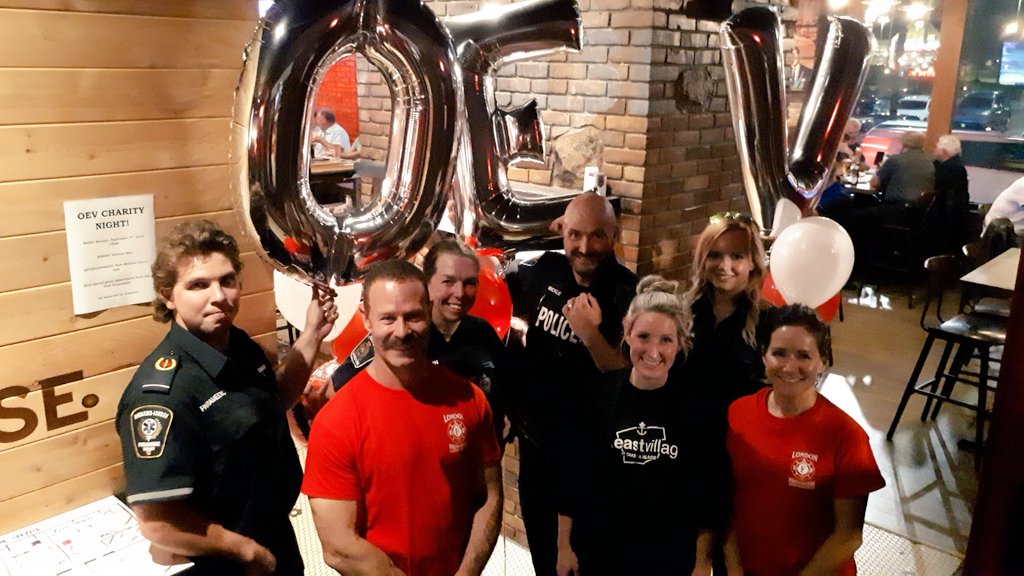 lpsmediaoffice's tweet photo. Tonight - police, @LdnOntFire and @MLPS911 came together to serve the public at @kelseys East...all in support of #OEVStrong @oevca. 
💙❤💛 
#community #ldnont #EmergencyResponders https://t.co/vEAE8rh8z2
