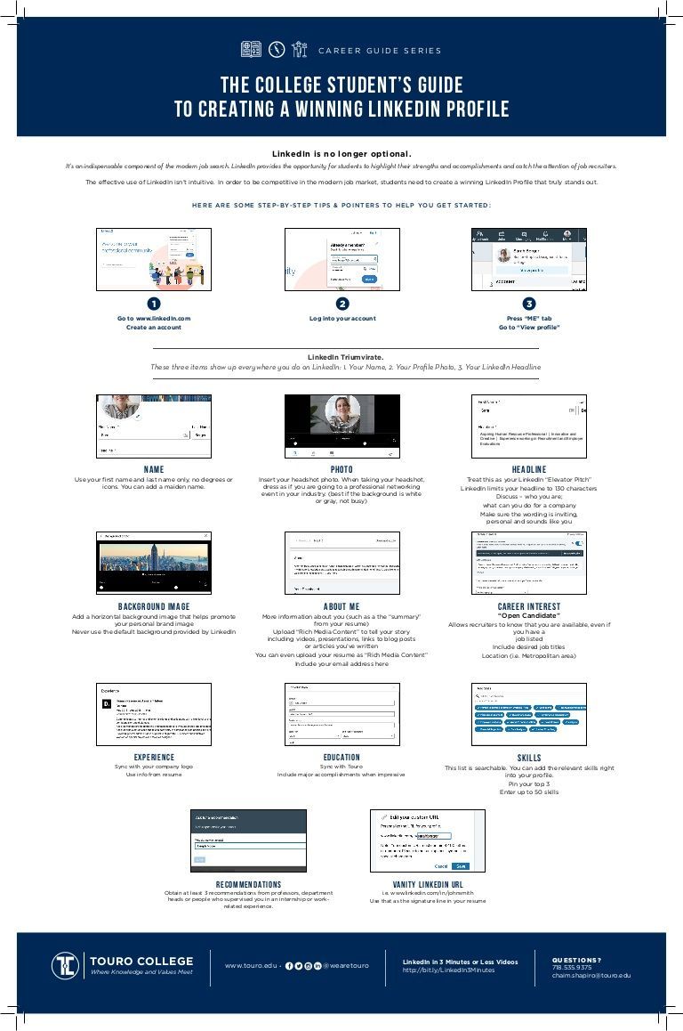 ChaimShapiro's tweet image. I am proud to present "The College Student's Guide to Creating a Winning #LinkedIn Profile" #InternPro

slideshare.net/chaimshapiro/c…