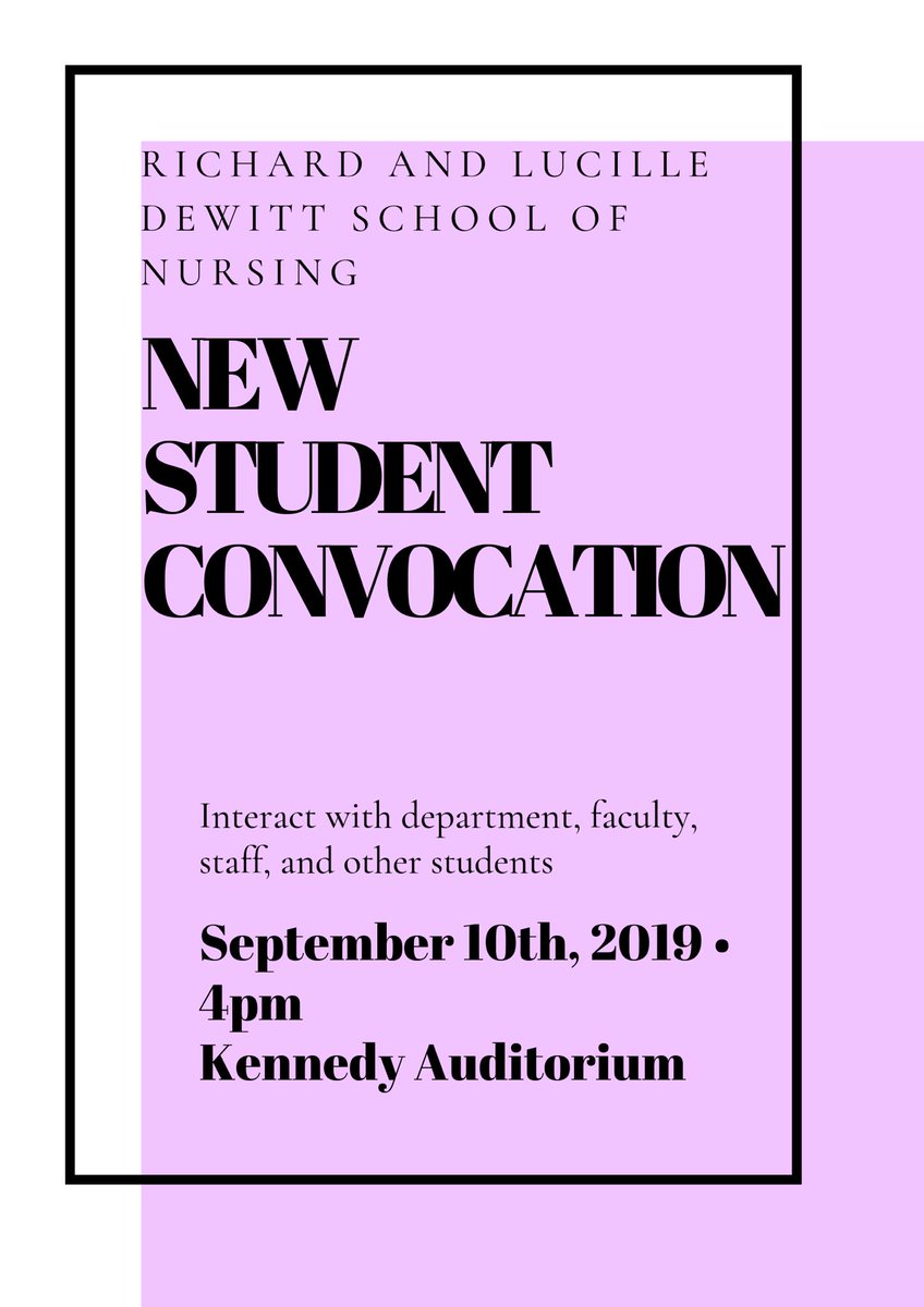 SFASNA's tweet photo. Meet us tomorrow at the Kennedy Auditorium for the School of Nursing New Student Convocation. There will be opportunities to meet with our SON professional staff, and connect with SNA and other nursing student organizations. Did we also mention that there will be food?! 😋🍕💜 https://t.co/cn9BHRWsBF