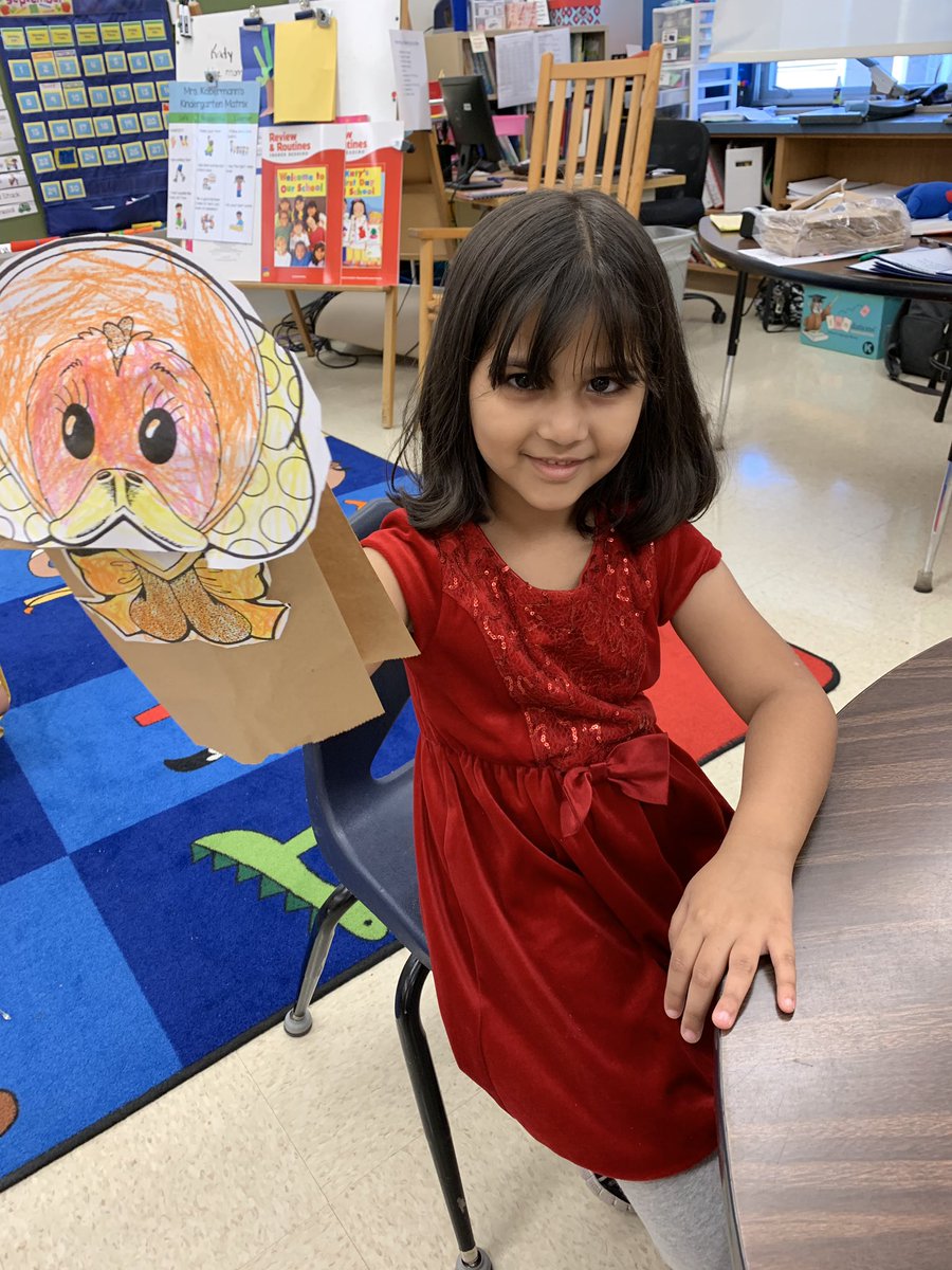 It was Red Day in kindergarten as we do a color study this week! We read “The Little Red Hen”, made puppets, and retold the story.