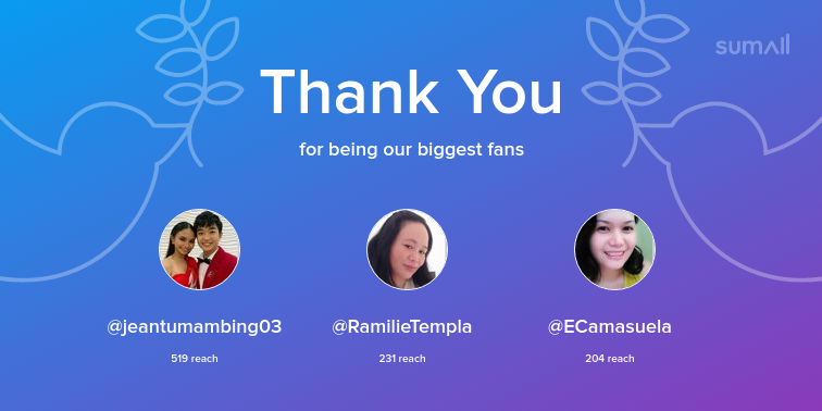 ShoiYenSC_OFC's tweet photo. Our biggest fans this week: jeantumambing03, RamilieTempla, ECamasuela. Thank you! via https://t.co/kvOhiT4BCv https://t.co/ExjxrjYVi5