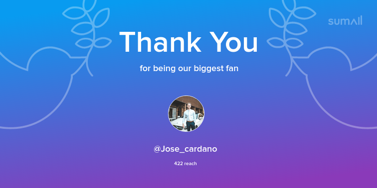 WireToken's tweet image. Our biggest fans this week: Jose_cardano. Thank you! via sumall.com/thankyou?utm_s…