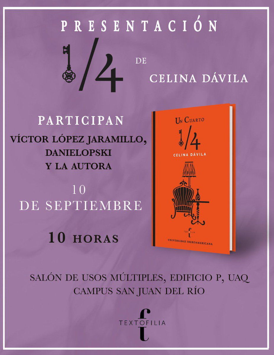 textofilia's tweet photo. Mañana a las 10 hrs. @celinadavilap presentará su libro #UnCuarto junto a @viloja y @danielopski 😱 https://t.co/urtpO9NoPF