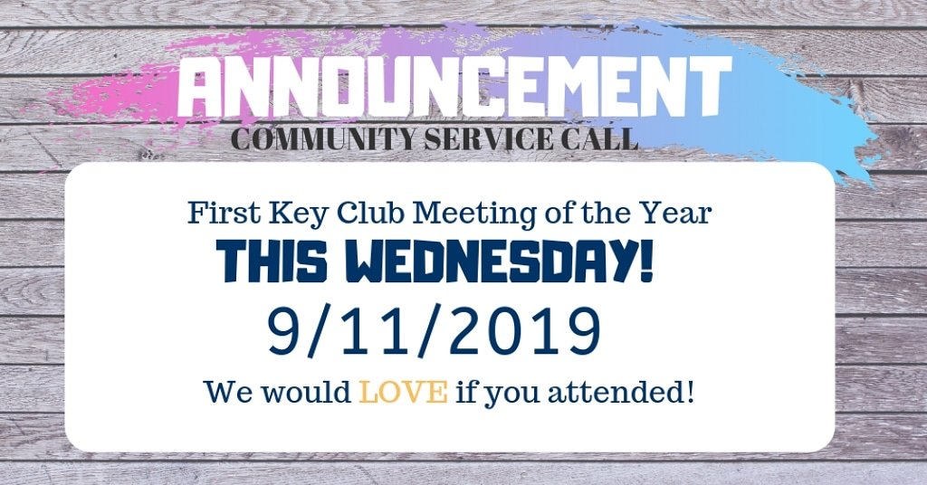 WR_Key_Club's tweet photo. Hey Key Clubbers! Come join us for our first meeting of the school year this Wednesday. Enjoy meeting all the new Key Clubbers and some treats :) https://t.co/GxiKTrLEtH