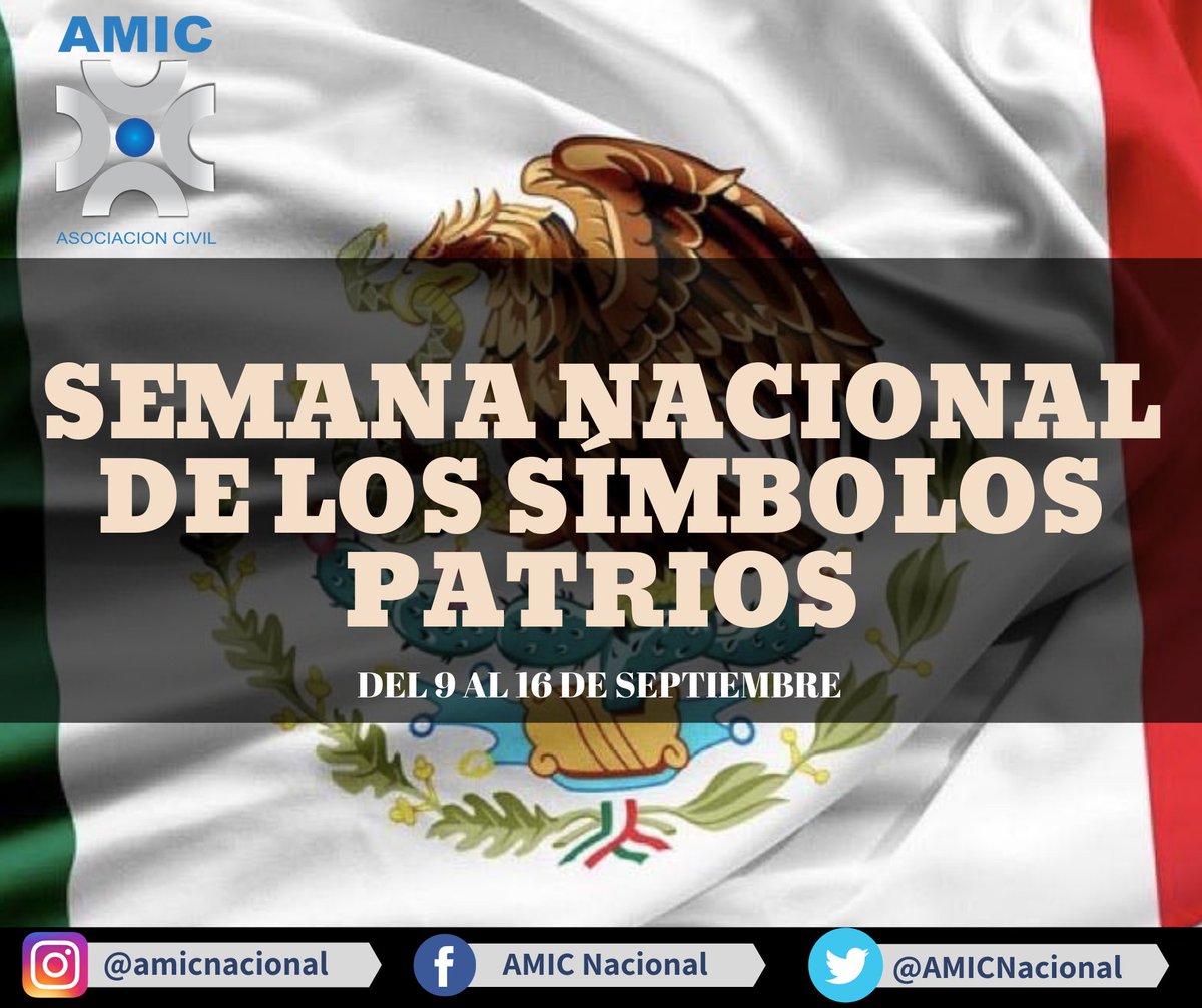 "Nadie ama a su patria porque ella sea grande, sino porque es suya" 
(Séneca)

Hoy inicia la Semana Nacional de los Símbolos patrios.

#SomosAMIC #AMICNacional #NuestroMéxico #ConstruyamosMéxico