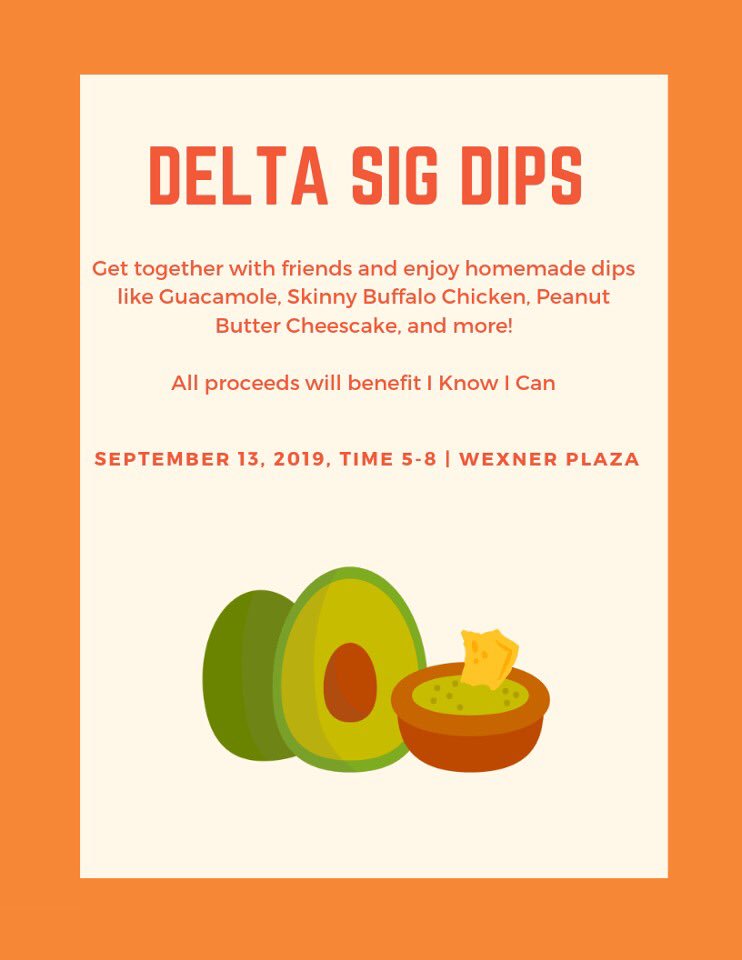 Come out and support Delta Sig for our second annual Delta Sig Dips! All proceeds will go toward I Know I Can, a local organization that boosts college access for students in Columbus City Schools!