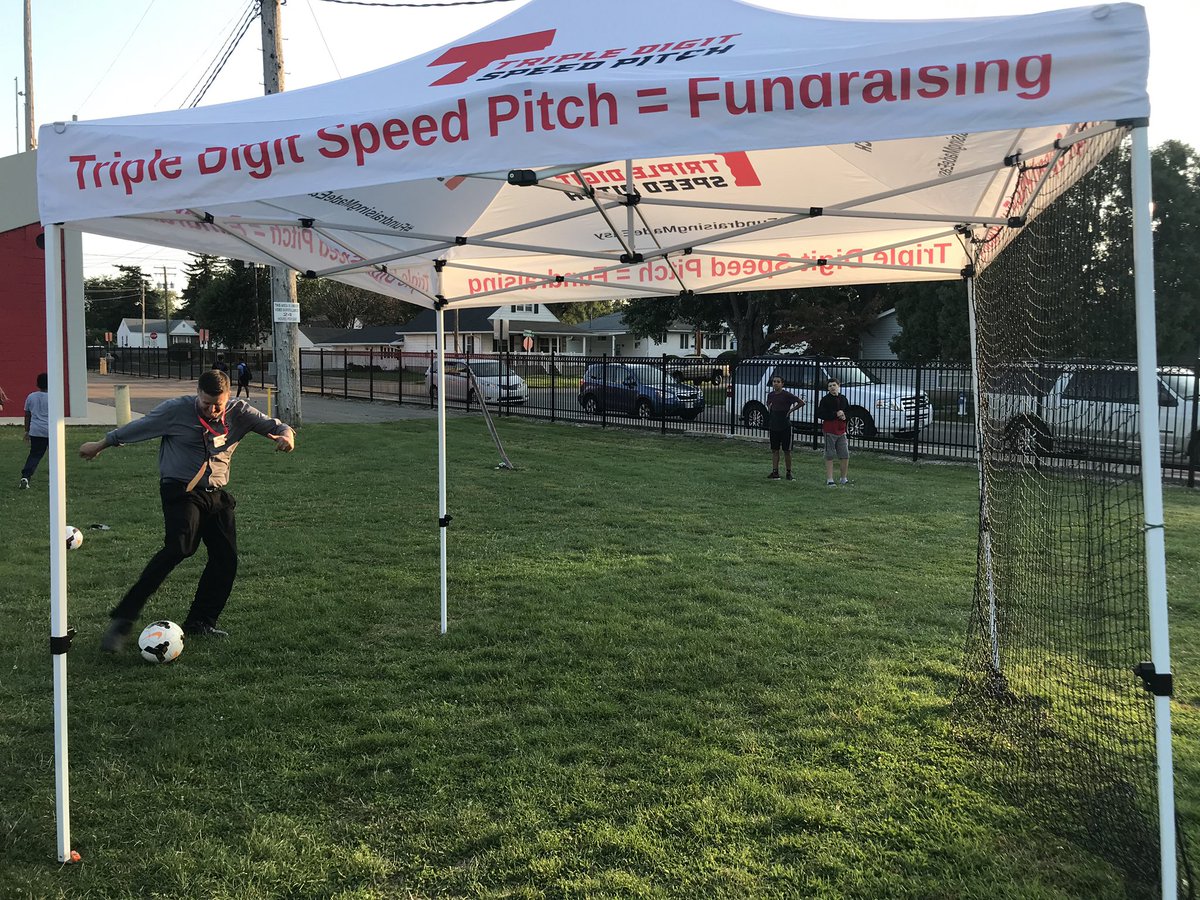 Harding_soccer's tweet photo. Sean Kearns AD at Harding takes a shot at having the fastest kick at the Speed Kick event tonight following the Harding Girls Soccer Game! #WeArePrexies #Prexies #MarionHarding @TripleDigitSP https://t.co/nqamleflzR