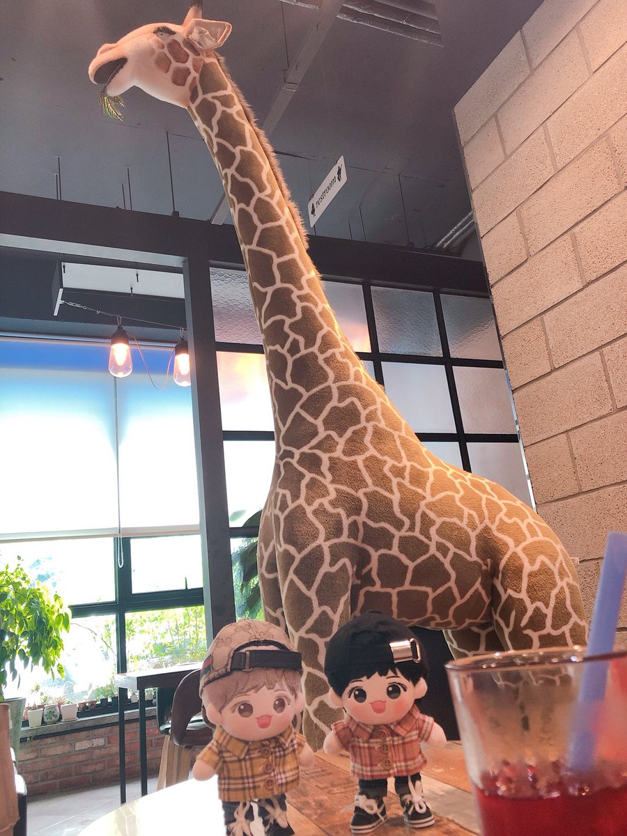 daisom_'s tweet photo. 기린친구 앞에서 콩알같은 미니둘 https://t.co/zekn4Ywpi2