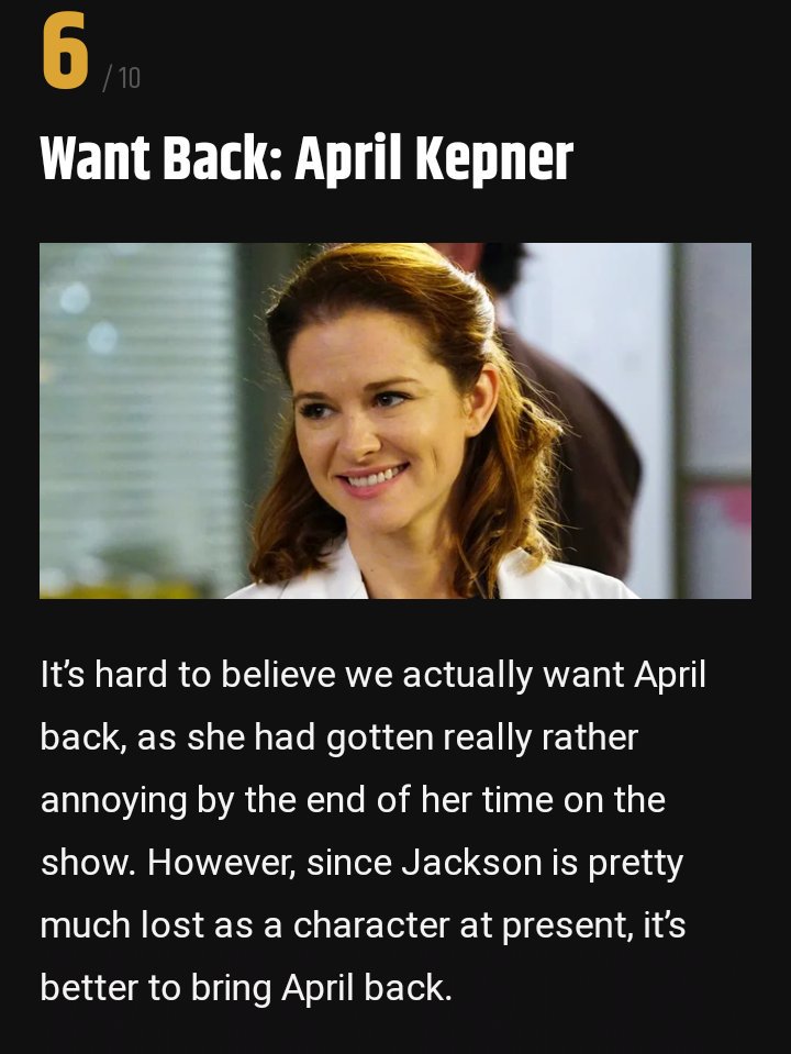 japril_soldiers's tweet image. I agree with everything but April's part being annoying, quite the contrary the evolution of this character was amazing and really Jackson's character seems lost without April unfortunately 😔 screenrant.com/greys-anatomy-…
