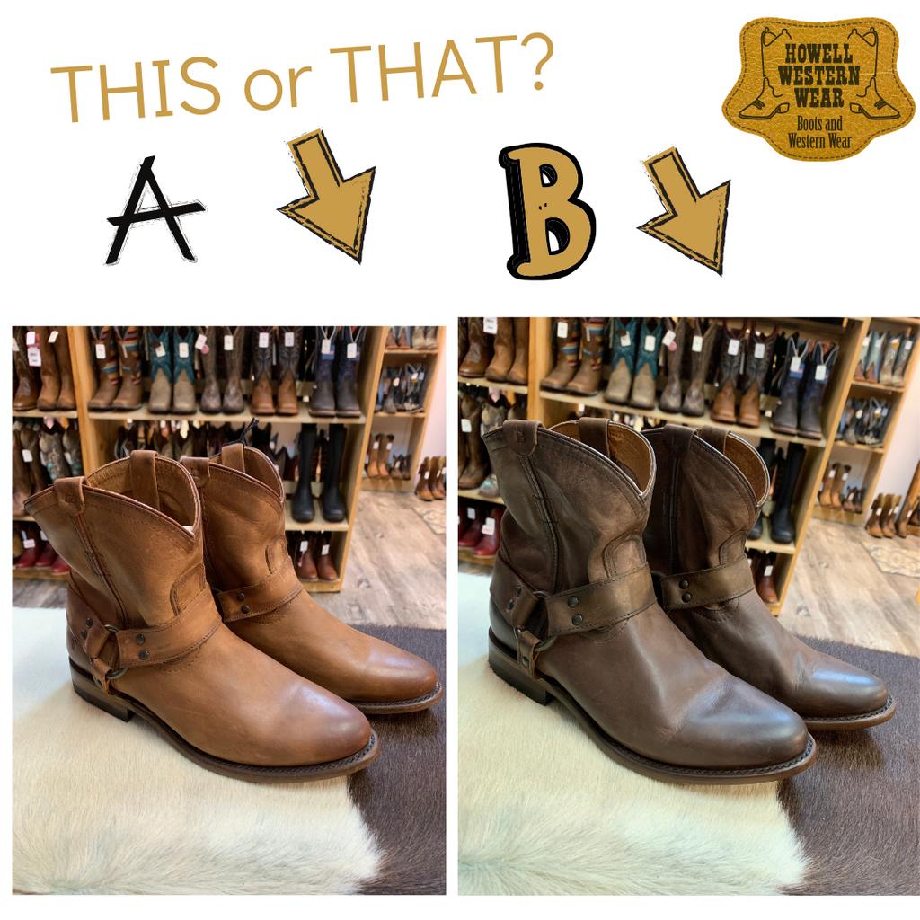 HowellWstrnWear's tweet photo. @thefryecompany makes these BEAUTIFUL boots - both pair! If you had to pick just one, which would be your favorite?

#ThisorThat

You can grab one or both of these beautiful boots at our boot sale starting on THURSDAY! {we are sooooo excited!} https://t.co/uApr9H4GmM