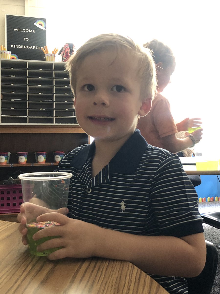 Drinking our jitter juice in Kindergarten! <a href="/doylewoodall1/">Doyle</a> <a href="/SSE_Dolphins/">SSE Dolphins</a> #firstdayofkindergarten
