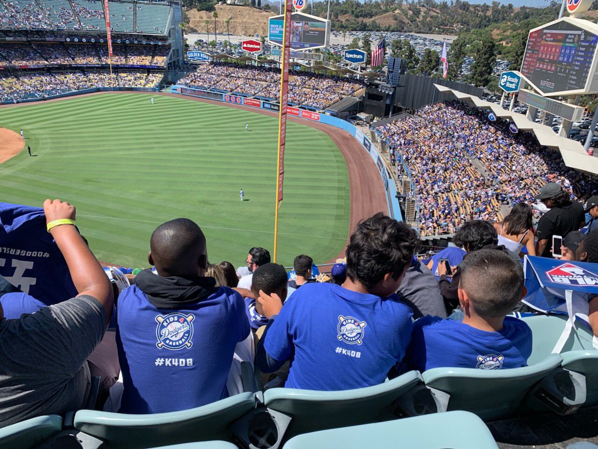 happytrailscamp's tweet photo. Happy Trails had a home run reunion! We took 100 of our campers to see the @dodgers game yesterday! Thank you #K4DB 💙⚾️ #Dodgers #Fostercare #HappyCampers https://t.co/oaUVoaFI09