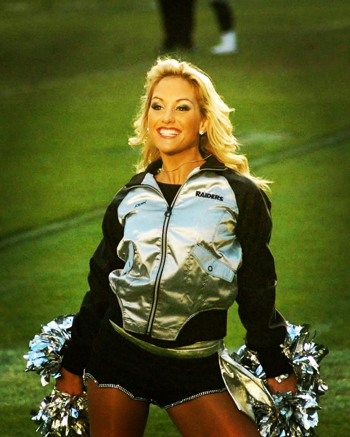 Emily Compagno on X: "Who's ready for some Monday Night Football?! (And some throwback love from my Raiderette days♥️! Yes I was blonde💋). RRRRRRRAIDERS! 🙌🏈☠️🖤 #JustWinBaby #Raiders #RaiderNation #510akland #Raiderettes #OAKvDEN https://t.co ...