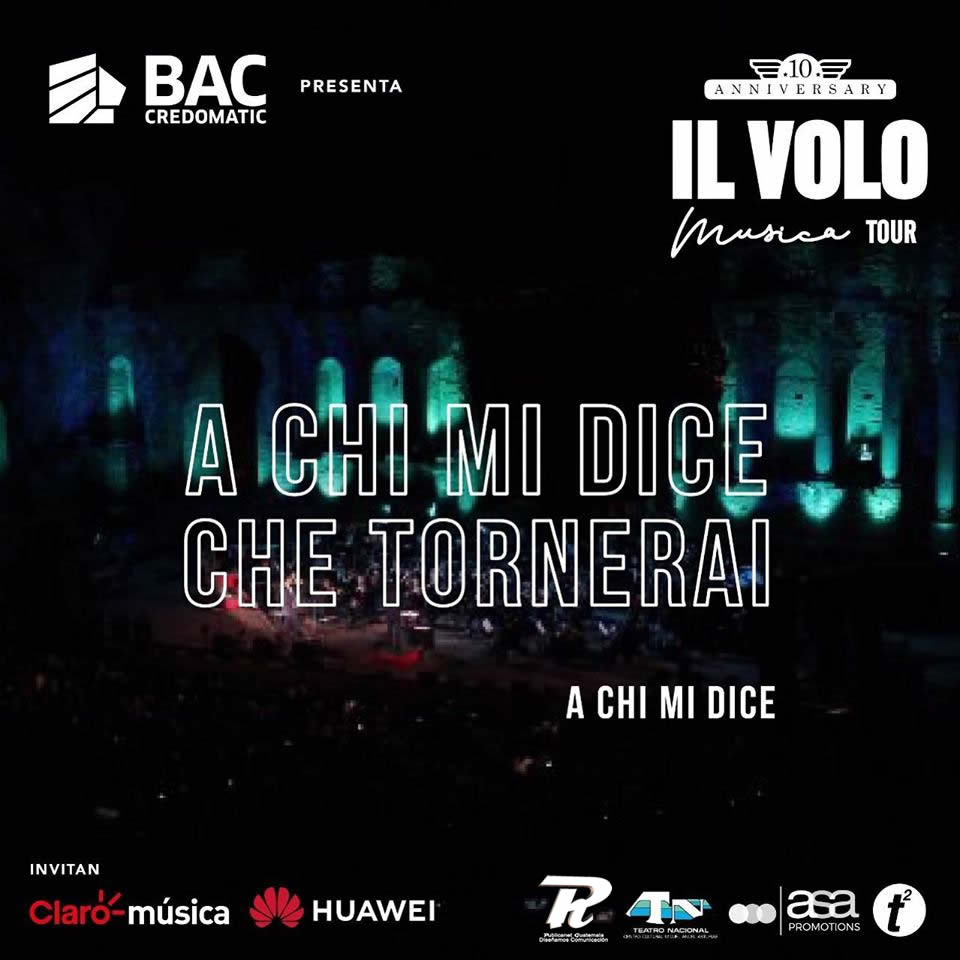 publicanetgt's tweet photo. “A chi mi dice
Che tornerai
Non credo oramai
A chi ti dice
Che sto male pensandoti
Tu sorridi voltandoti
Verso lui”

¿Estás listo para cantar todos los éxitos de IL VOLO? No te lo pierdas! Este 7 de octubre! https://t.co/iXzP5nfMDO
