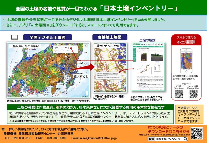 Twitter 農研機構 農業環境研究部門 على تويتر 全国の土壌の名前や性質が一目でわかる 日本土壌インベントリー 農研機構一目でわかる研究成果 T Co Vueddkoxl0 土壌の種類や分布状態が一目で分かるデジタル土壌図 日本土壌インベントリー をweb公開
