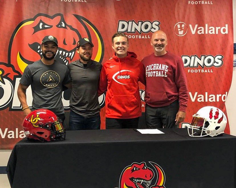 coachmcnab20's tweet photo. Congratulations to #46 Cayne Yacey , Cobras LB who signed his LOI to suit up with the Dinos next season. #WeAreCobras https://t.co/GaEUXLZiWy