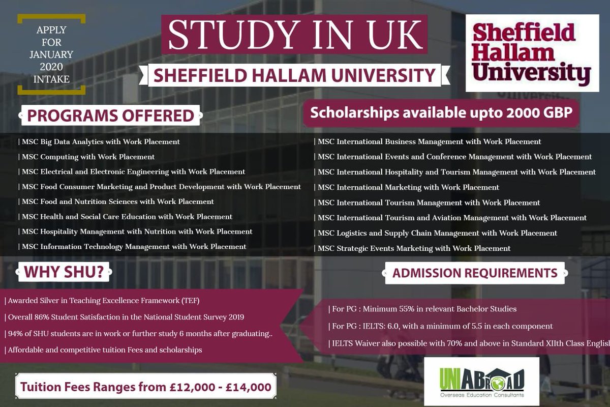UNIABROAD_INDIA's tweet photo. Mysore's No.1 Overseas Education Advisory!!!⠀⠀⠀⠀⠀⠀
STUDY IN UK !!!⠀⠀⠀⠀⠀⠀⠀
#studyingabroad #studyinUK #StudyinEngland #Sheffield #internships #scholarships #lowtutionfees ⠀⠀⠀⠀⠀⠀
visit #uniabroad #mysore⠀⠀⠀⠀⠀
⠀⠀⠀⠀⠀
Reach us@www.uniabroad.co.in https://t.co/shVyInK0fy