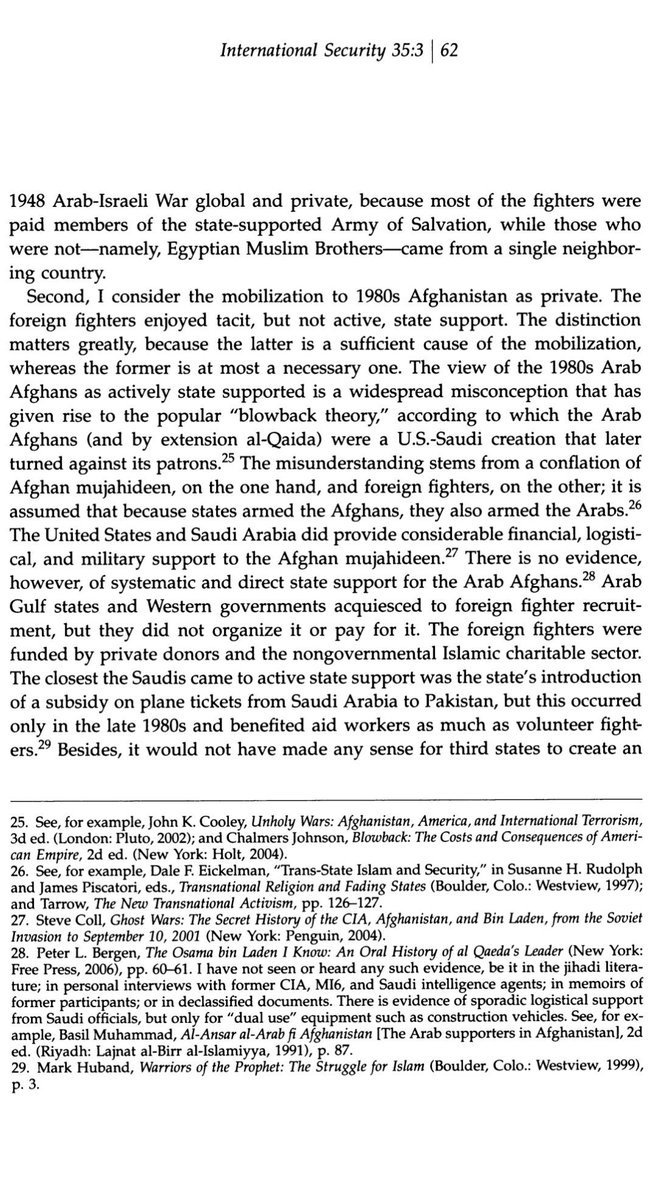 6. The mujahideen didn't do 9/11. AQ isn't the muj. Maktab al Khidamat, the org that preceeded AQ, never received US funds; US funds were funnelled by the ISI to 7 Afghan muj orgs.Al Qaeda, The Islamic State & The Global Jihadist Movement; The Rise of Muslim Foreign Fighters