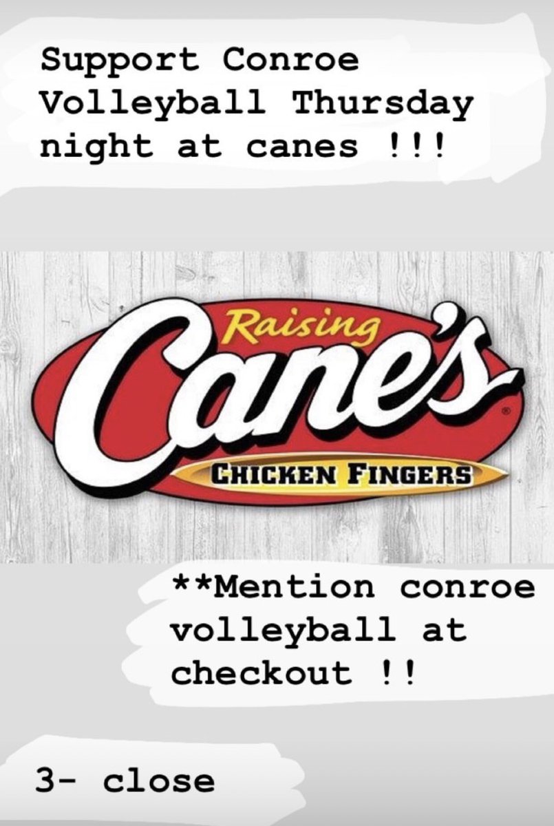 ConroeTigerVB's tweet photo. Don’t worry about cooking this Thursday!! Join us for Spirit Night to support Conroe Volleyball. Mention Conroe Volleyball at checkout!! @Conroeathletics https://t.co/AkCIsR8GSD