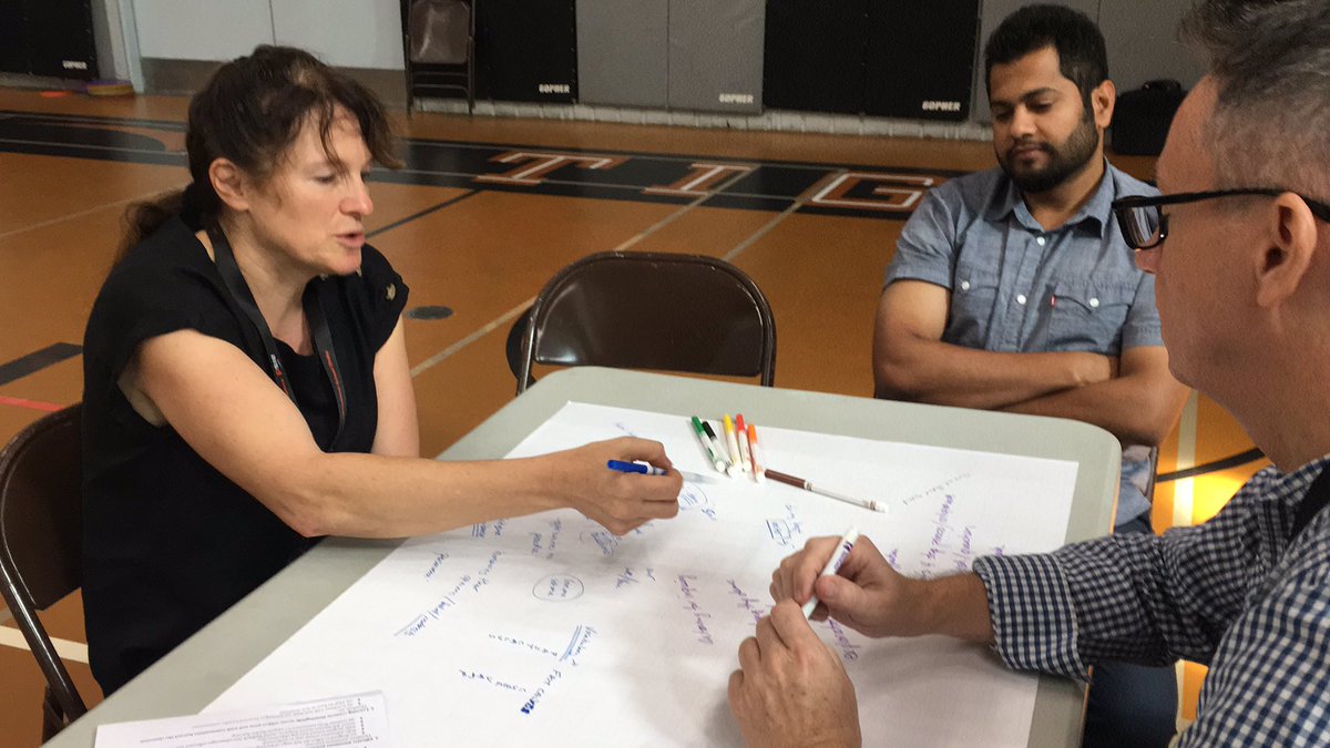 dfbrooker's tweet image. Teachers from ES, MS, HS @AISDhaka1 working on core #learningprinciples by subject area through #Collaboration