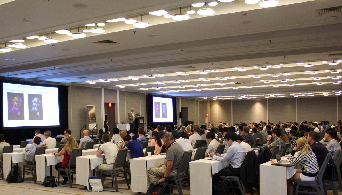 cola2019's tweet photo. Our first day of @cola2019 oral presentations got off to a great start with Peter Kazansky’s Plenary Lecture on The Science and Art of Ultrafast Laser Writing. 
Our first poster session is 6-8pm tonight, and Day 2 presentations continue at 8:30am tomorrow. https://t.co/E5SRBZkVU7 https://t.co/rSnFMwwX69