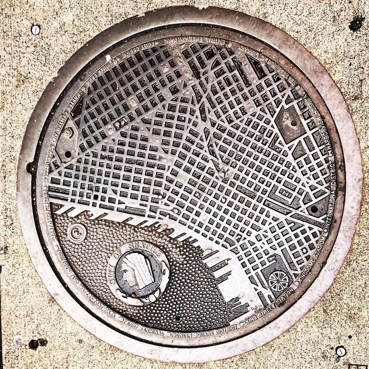 HeiserDebra's tweet photo. The devil is in the details.  Love these manhole covers.  #PWX2019 https://t.co/1iBn4v9Tws