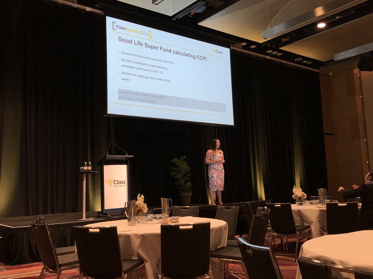 PittMartinTax's tweet photo. Categorising funds in retirement phase for ECPI at @Class_Limited Connect 2019 by @actuarymelanie @Accurium Excellent session with excellent speaker! Thank you! @PittMartinTax #pittmartintax #ecpi #smsf #retirement #funds #classconnect19 #phase #income #actuary #method https://t.co/eT2EBpdgso