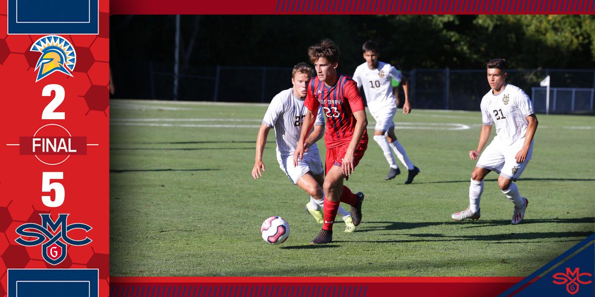 SMC_MSoccer's tweet photo. No. 8 Gaels score five times in the final half to take a big 5-2 win over San Jose. 

Anders Engebretsen had a hat trick while Sebastian Schacht scored the other two in the win. 

#GaelsRise https://t.co/3Wpb4TX8rB