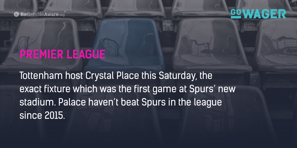 gowagercouk's tweet photo. Can an in-form Crystal Palace turn their fortunes against Tottenham? They haven't won against Spurs in the league in four years!

#COYS #CPFC https://t.co/Ugq6uUBrtm