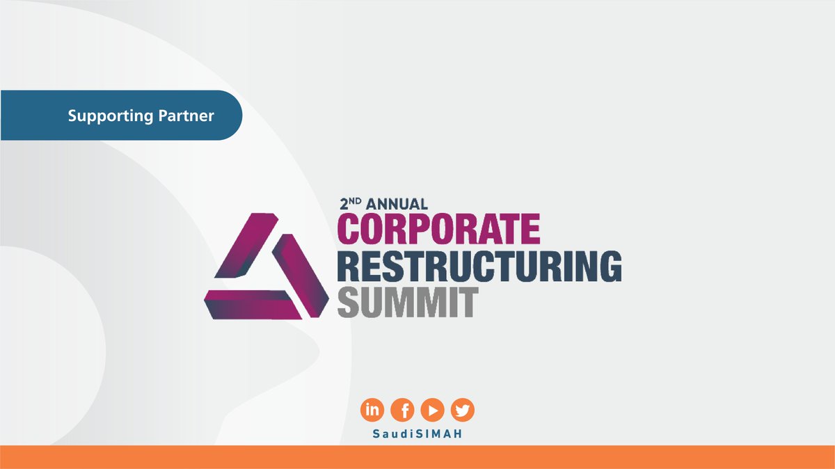 SaudiSIMAH's tweet photo. #SIMAH becomes the Supporting Partner for the 2nd Annual Corporate Restructuring Summit. For more information visit https://t.co/VNFoPIhHkT
#CorpRestructure19 https://t.co/gCWXOCVJPo