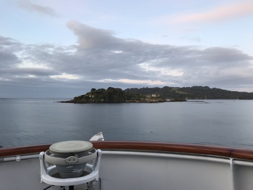 Thank you <a href="/PlymCatte/">Cattewater Harbour Plymouth</a> for this beautiful image. Taken this morning from the Serenissima bridge wing, you can’t get much better than that 😊 #islandlife #drakesisland #sea #calm #beauty #sealikeglass