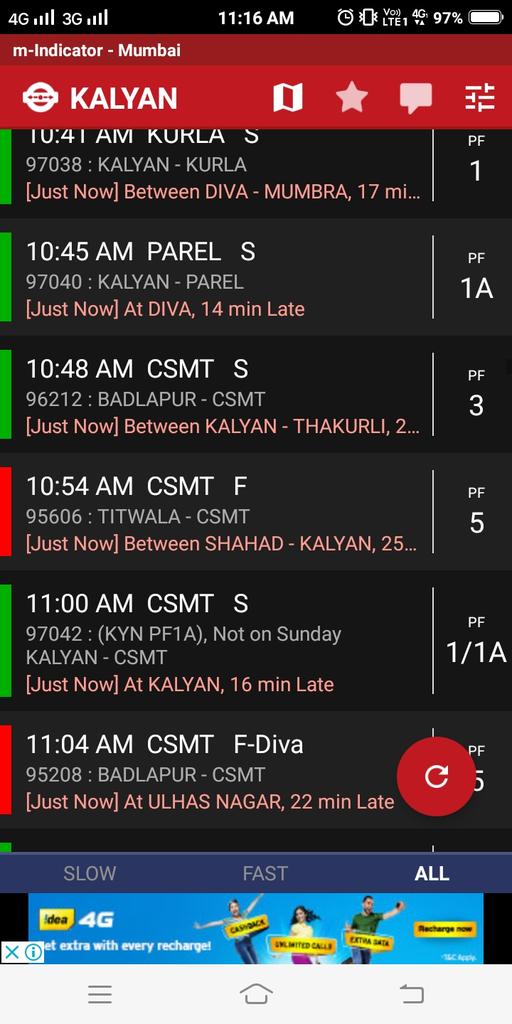 AdvPriya2's tweet image. This 10.48 csmt is not slow. Its s fast local to csmt. Gor confused today. Hope i am correct and this is wrongly shown as slow. @drmmumbaicr @Central_Railway @mumbairailusers #mindicator