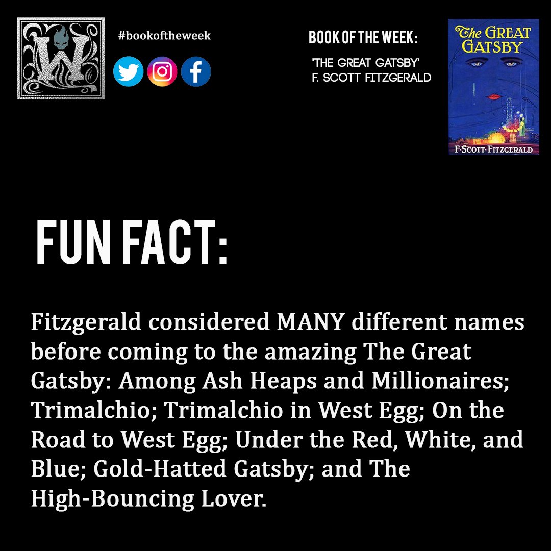 Do you want to hear a fun fact about our #bookoftheweek ? 📚

Well we have one right here for you... #thegreatgatsby #FScottFitzgerald