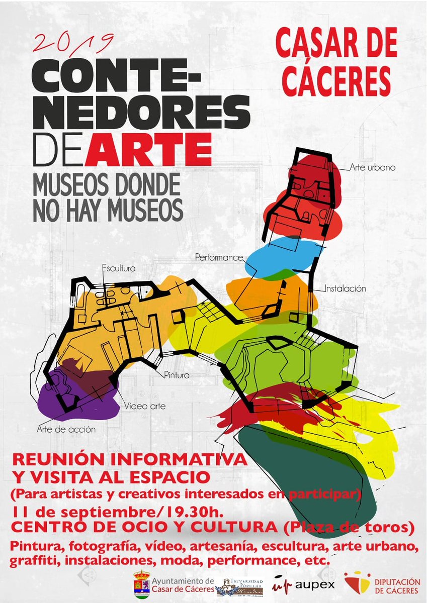 #ContenedoresdeArte en CASAR DE CÁCERES. 
🗣Si estás interesado en participar tendremos las primeras reuniones informativas y visita a los espacios elegidos. 
👉11 de septiembre a las 19:30 en el Centro de Ocio y Cultura (Plaza de Toros). <a href="/up_aupex/">AUPEX</a> <a href="/aytocasar/">Casar de Cáceres</a>
<a href="/DiputacionCC/">DiputacionCC</a>