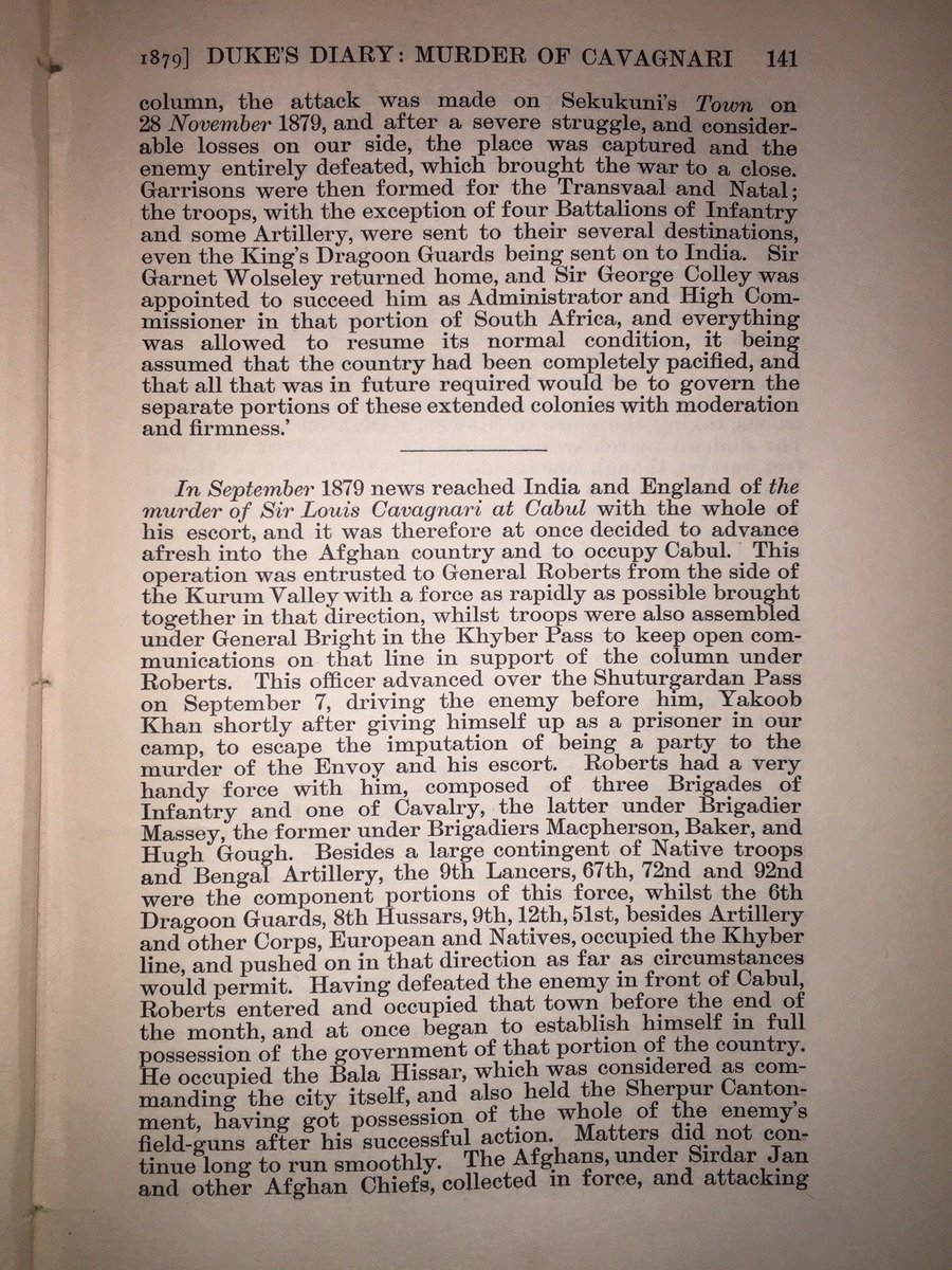 Sir Louis Cavagnari was a British colonial administrator. He made the Treaty of Gandamak in May 1879 with the Afghan Emir. However, in Sept 1879, he & other European diplomats were murdered in an Afghan uprising. After this, an eerily familiar Afghan expedition was made...Caveat