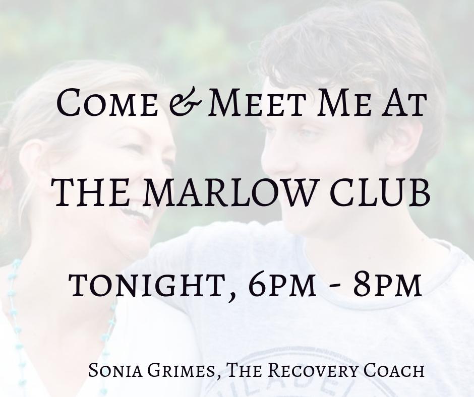From Food &amp; Alcohol Pain to Peace, with ease
I will be in the Wellbeing Room at the <a href="/TheMarlowClub/">The Marlow Club</a> tonight.  Any questions about your food &amp; alcohol pain? come &amp; chat, 1-2-1. I hear you, I see you, I was you &amp; now I am effortlessly free. You can be too.  soniagrimes.com
